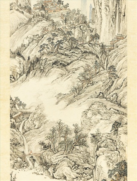 清鄒一桂秋山蕭寺　軸