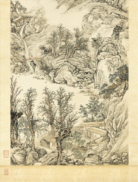 清鄒一桂秋山蕭寺　軸