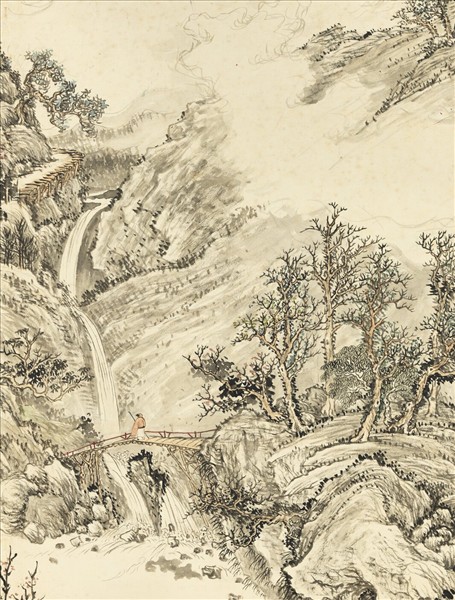 清鄒一桂秋山蕭寺　軸