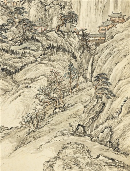 清鄒一桂秋山蕭寺　軸