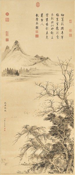 清鄒一桂秋塘釣艇圖　軸