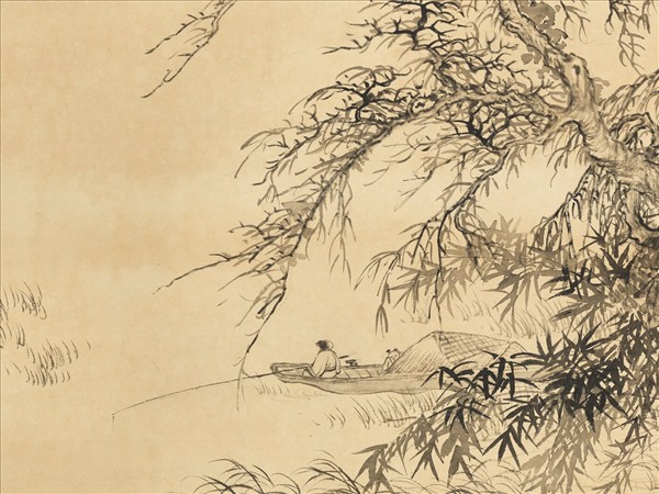 清鄒一桂秋塘釣艇圖　軸