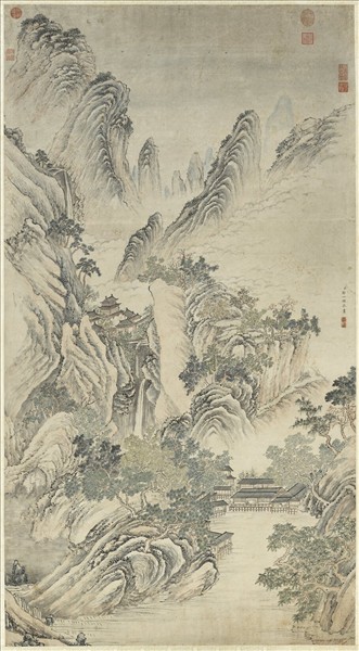 清鄒一桂畫水閣延賓　軸