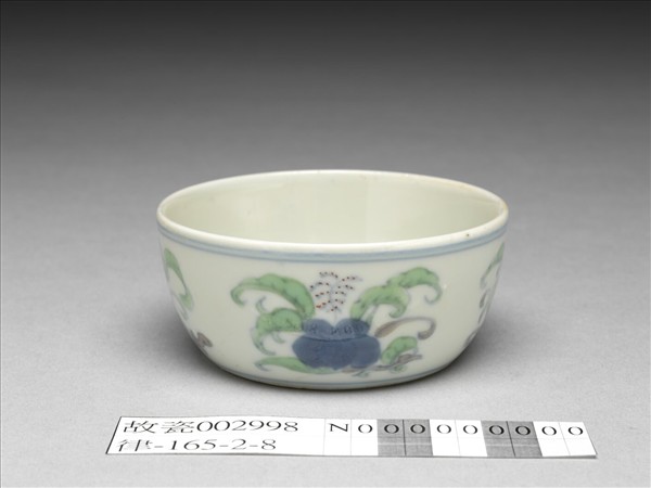 鬥彩花卉紋青花梵文洗