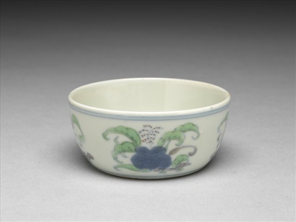 鬥彩花卉紋青花梵文洗