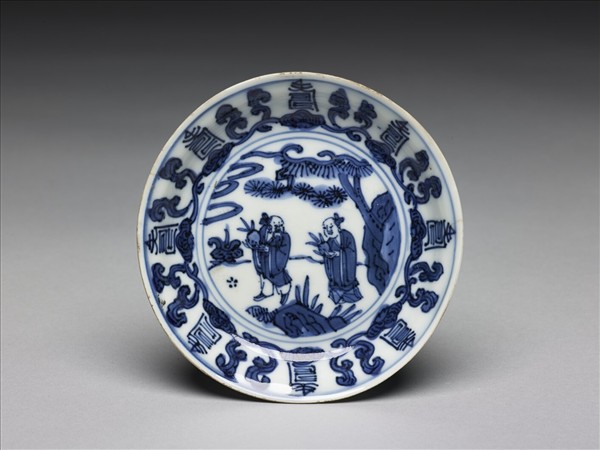 青花人物圖盤