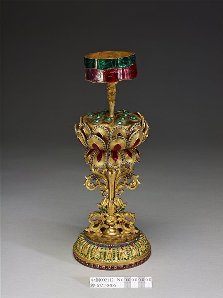 銅鍍金嵌假鑽八吉祥-傘蓋