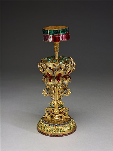 銅鍍金嵌假鑽八吉祥-傘蓋