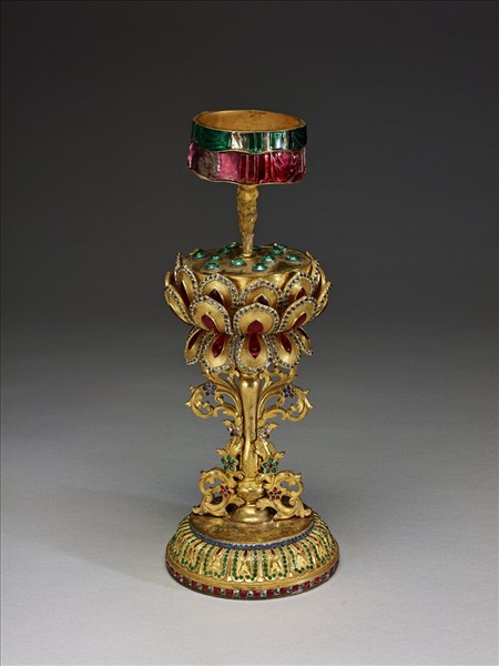 銅鍍金嵌假鑽八吉祥-傘蓋