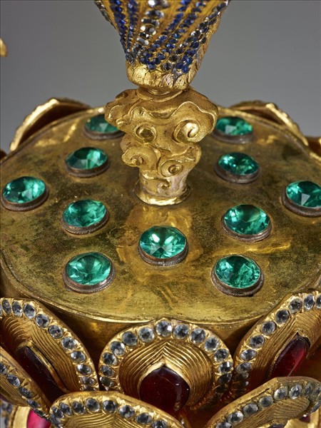 銅鍍金嵌假鑽八吉祥-寶螺