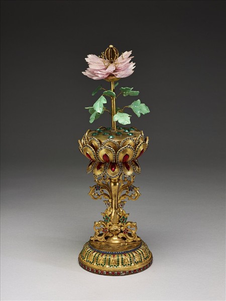 銅鍍金嵌假鑽八吉祥-蓮花