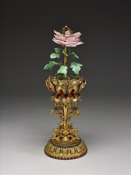 銅鍍金嵌假鑽八吉祥-蓮花