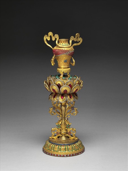 銅鍍金嵌假鑽八吉祥-寶瓶