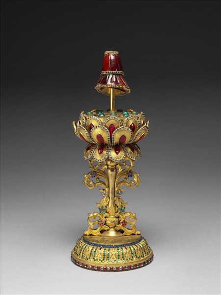 銅鍍金嵌假鑽八吉祥-勝利幢