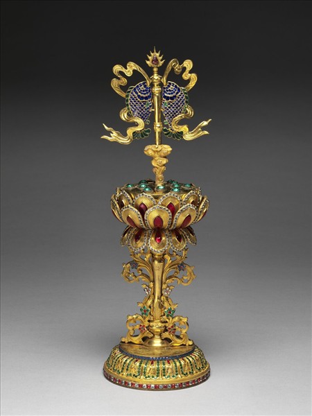 銅鍍金嵌假鑽八吉祥-雙魚