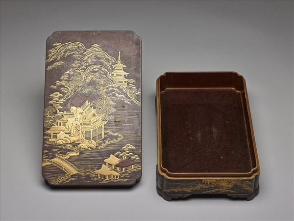 山水樓閣蒔繪盒