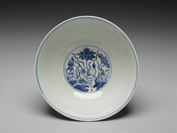 青花蓮塘游魚碗