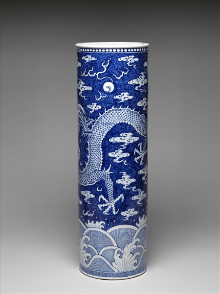 青花龍紋筒式瓶