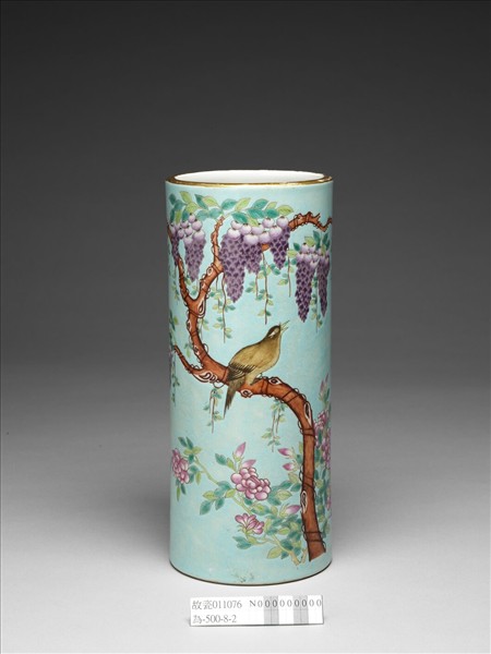粉彩藤蘿花鳥紋帽筒