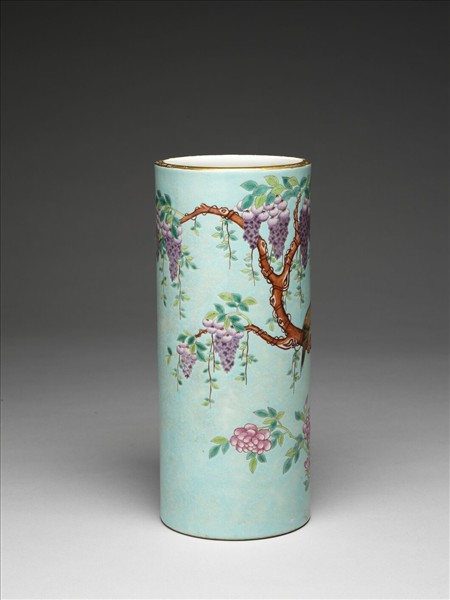粉彩藤蘿花鳥紋帽筒