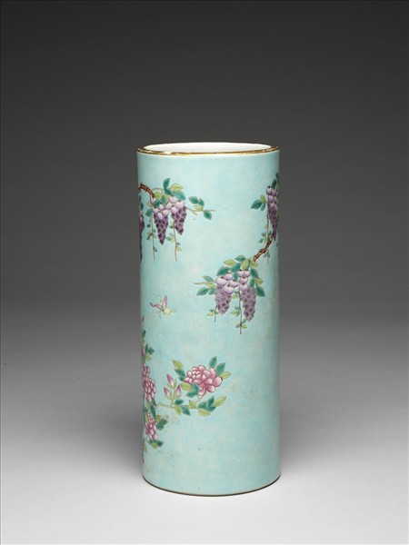 粉彩藤蘿花鳥紋帽筒