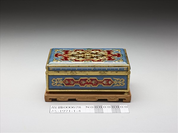 西洋銅胎鑲畫花玻璃長方盒