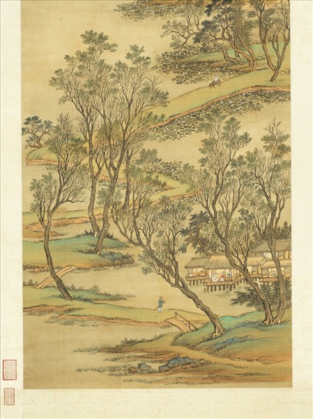 清王翬倣趙大年水村圖　軸