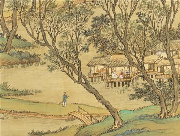 清王翬倣趙大年水村圖　軸