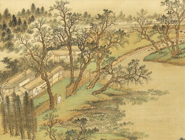 清王翬倣趙大年水村圖　軸