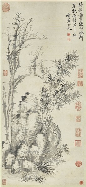 清惲壽平枯木竹石　軸