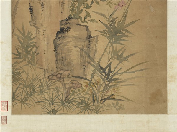 清惲壽平竹柏長春　軸