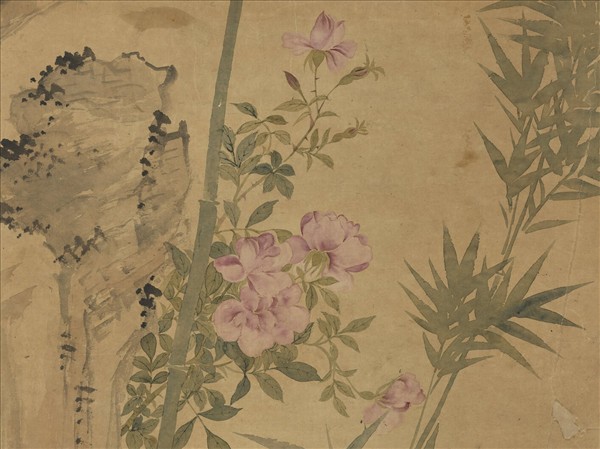 清惲壽平竹柏長春　軸