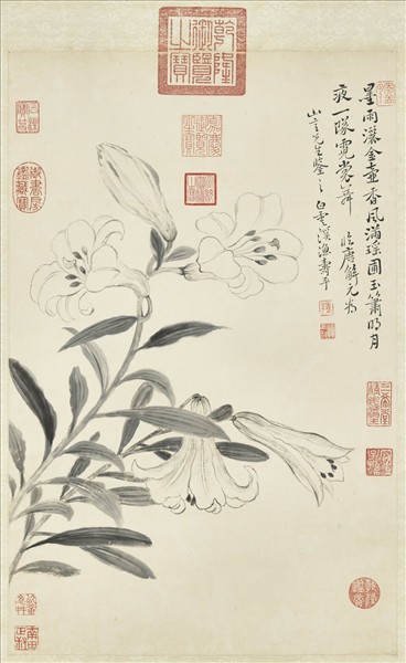 清惲壽平百合　軸