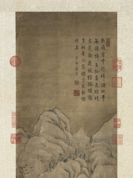 清允禧畫雪景人物事蹟高宗御題　軸