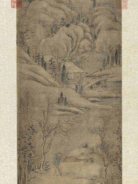 清允禧畫雪景人物事蹟高宗御題　軸