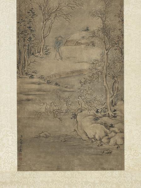 清允禧畫雪景人物事蹟高宗御題　軸