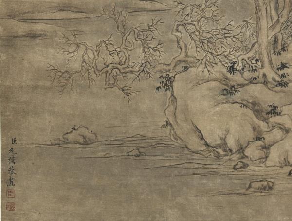 清允禧畫雪景人物事蹟高宗御題　軸