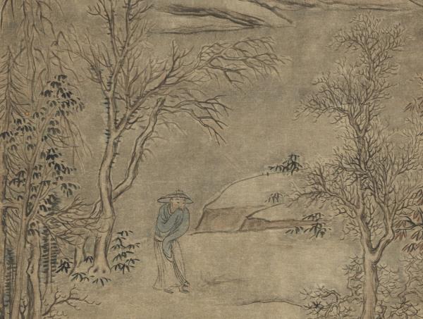 清允禧畫雪景人物事蹟高宗御題　軸