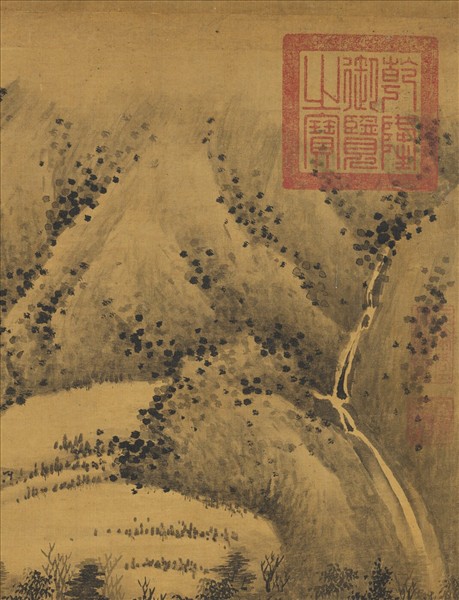 清王原祁山村雨景　軸