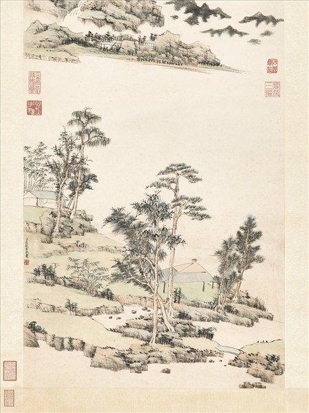 清宋駿業林亭煙岫　軸