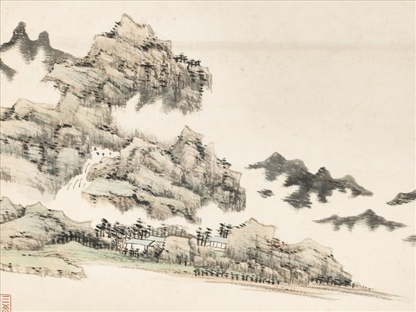 清宋駿業林亭煙岫　軸