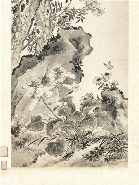 清蔣廷錫喬松春蔭　軸