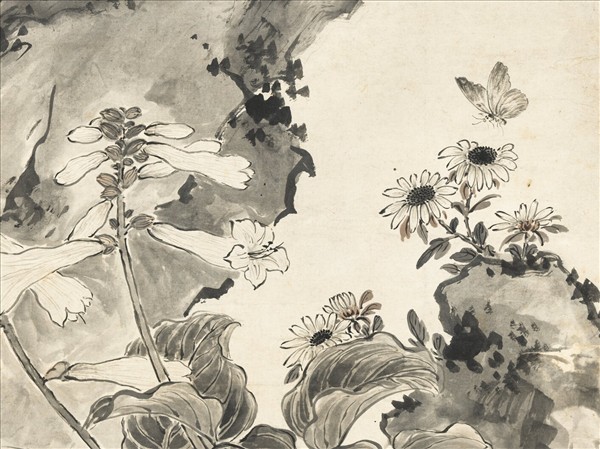 清蔣廷錫喬松春蔭　軸