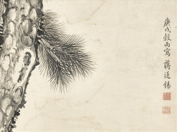 清蔣廷錫喬松春蔭　軸