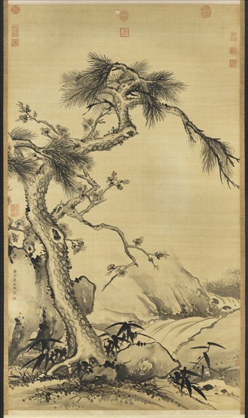 清蔣廷錫畫歲寒三友　軸