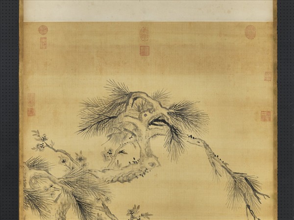 清蔣廷錫畫杏花松竹　軸