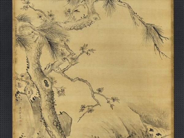 清蔣廷錫畫杏花松竹　軸