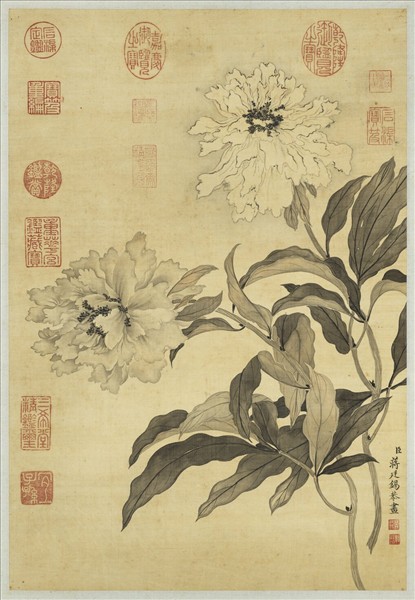 清蔣廷錫畫墨牡丹軸- 故宮