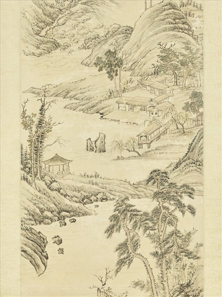 清鄒一桂溪村秋色　軸