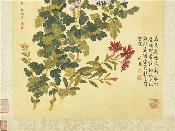 清鄒一桂畫霜菊秋羅　軸